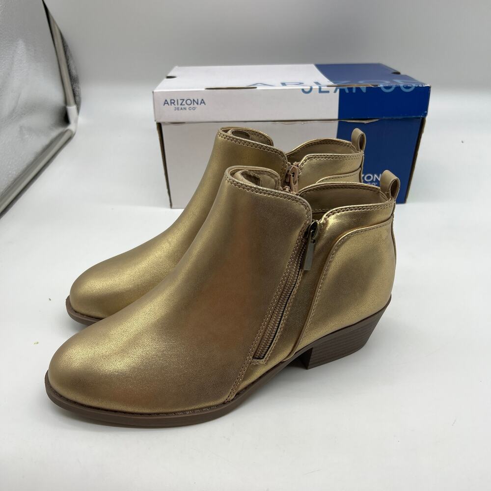 Arizona Jean Co Womens Castle Stacked Heel Booties Gold Size 8